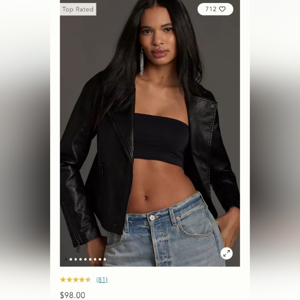 Anthropologie faux leather moto jacket